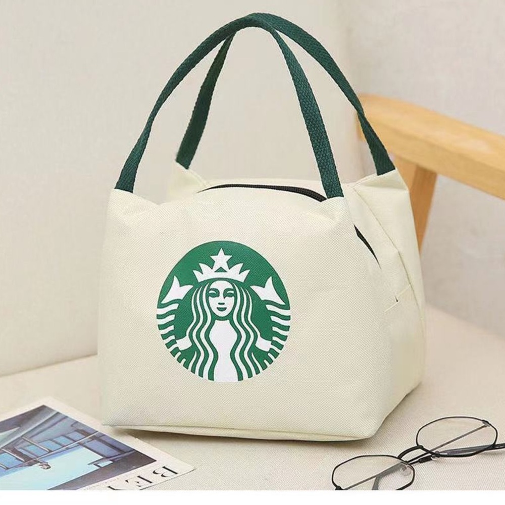 Cream and Green Tote Bag